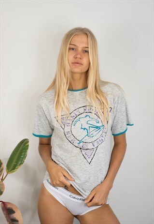 VINTAGE 70S PAPER THIN RINGER T-SHIRT / RUNNING T-SHIRT