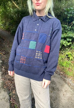 Vintage Grandad Chunky Knitted Patterned Jumper