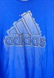 VINTAGE ADIDAS T-SHIRT SPELL OUT LOGO BLUE XL