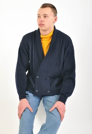 VINTAGE 80'S CARDIGAN IN DARK BLUE