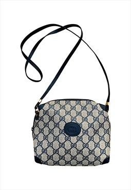 Gucci Shoulder Bag Crossbody GG Logo Monogram Blue Vintage 