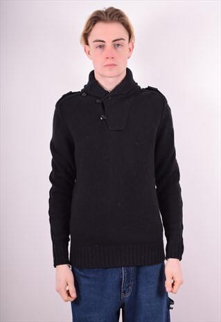 MENS VINTAGE JUMPER SWEATER MEDIUM BLACK 90S