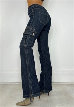 Vintage Y2k Jeans Cargo Utility High Waist Flare Bootcut 00s
