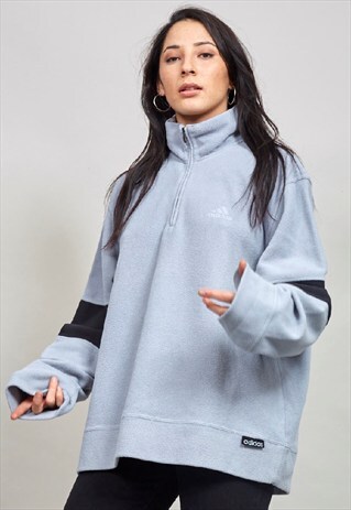 VINTAGE 90'S POWDER BLUE ZIP UP ADIDAS SWEATER