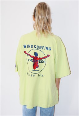 Vintage 90s CHIEMSEE Embroidered Logo Windsurfing T-Shirt