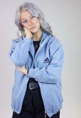 VINTAGE ADIDAS BLUE ZIP-UP HOODIE
