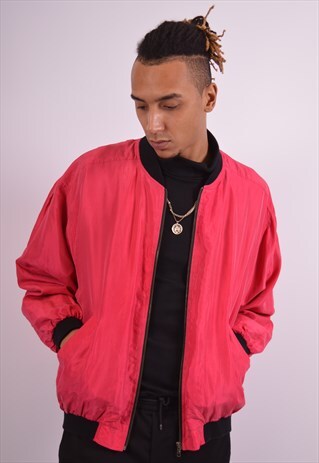 MENS VINTAGE BOMBER JACKET LARGE PINK 90S