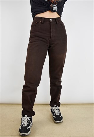 HIGH WAISTED LEVI'S 901 RED TAB JEANS IN BROWN