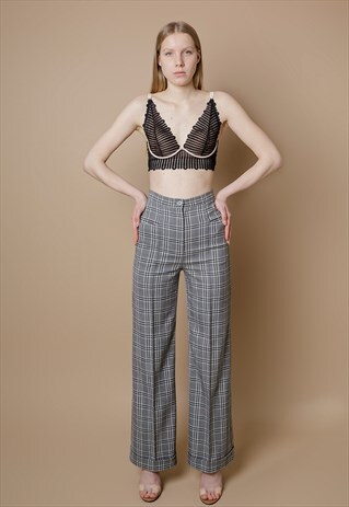 GREY CHECKED PANTS
