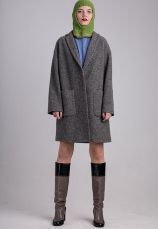 ARMANI JEANS GREY WOOL TRENCH COAT