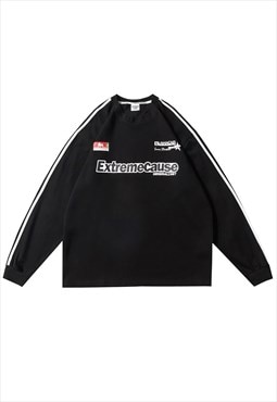 Racing sweatshirt motor sports jumper grunge top in black