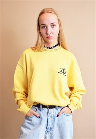 90'S RETRO MINIMALIST OVERSIZED YELLOW SLOUCHY JUMPER TOP