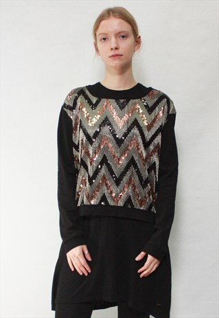 VINTAGE 90' BEAUTIFUL ELEGANT GOLD SEQUIN BLOUSE