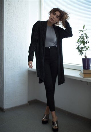 VINTAGE 80'S BLACK PLEATED SHIMMERING JACKET