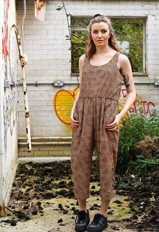 VINTAGE 80S SNAKESKIN PRINT SLEEVELESS JUMPSUIT