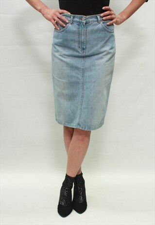 VINTAGE 90' AMAZING BEAUTIFUL PENCIL DENIM BLUE SKIRT