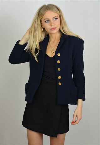 VINTAGE YSL NAVY PREPPY BLAZER JACKET