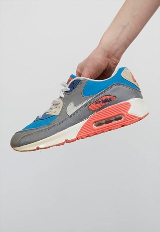 VINTAGE GREY BLUE NIKE AIR MAX LEATHER HI-TOPS TRAINERS