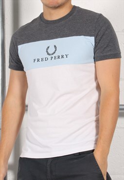 Vintage Fred Perry T-Shirt in White Crewneck Sport Tee Small