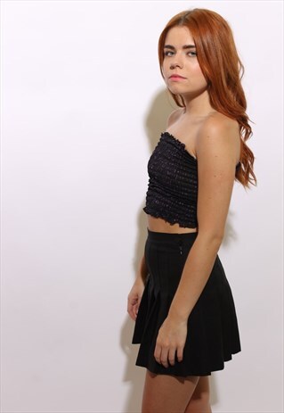 VINTAGE 1990'S 90'S METALLIC PURPLE BLACK TUBE TOP SCRUNCHY