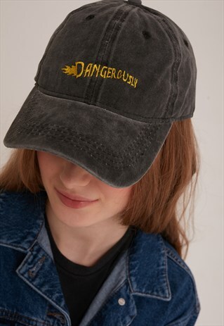 EMBROIDERED CAP - BLACK WITH DANGEROUSLY EMBROIDERY