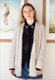 CREAM FLUFFY BUBBLE KNITTED LONG SLEEVE CARDIGAN