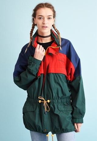90'S RETRO ATHLEISURE SPORTS COLOUR BLOCK JACKET PARKA