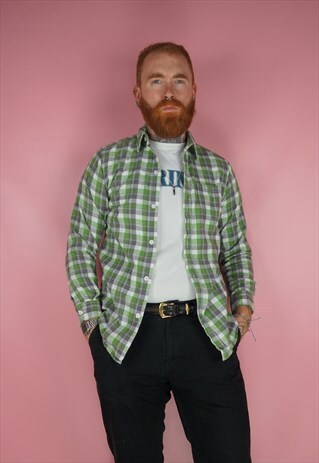 VINTAGE 1990S GREEN CHECK FLANNEL SHIRT