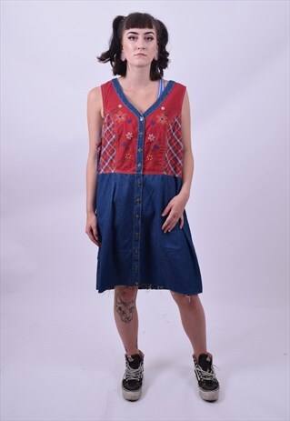 VINTAGE 80'S REWORKED DENIM DRESS SIZE 14 16 18