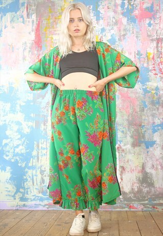 TROUSERS & KIMONO CO-ORDINATES IN FLOWER PRINT