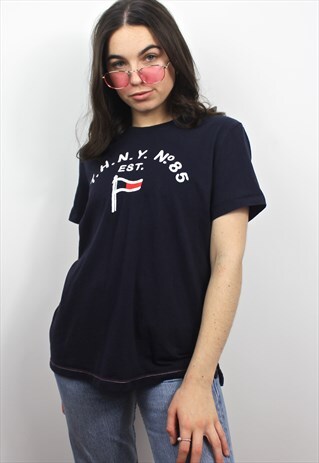 90'S RETRO NAVY SPELL-OUT T-SHIRT