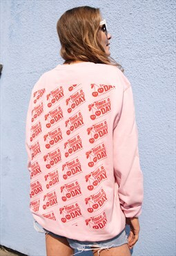 Women's Cherry Slogan Sweater With Repeat Logo Back Print