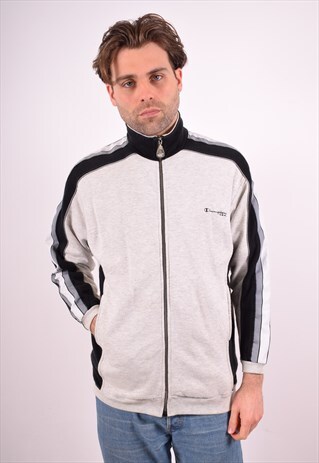 CHAMPION MENS VINTAGE TRACKSUIT TOP JACKET MEDIUM GREY 90S