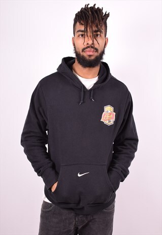 NIKE MENS VINTAGE HOODIE JUMPER MEDIUM BLACK 90'S