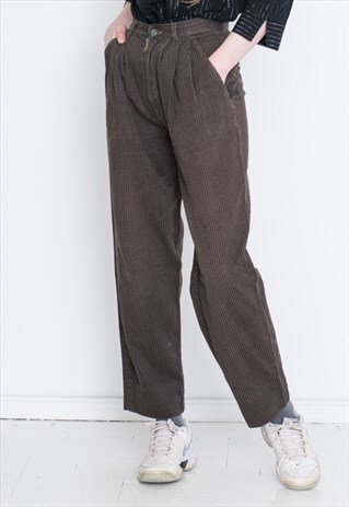 VINTAGE BROWN HIGH WAIST RETRO BOTTOM TROUSERS