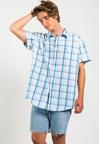 VINTAGE 80S TOMMY HILFIGER SHORT SLEEVE SHIRT / S3072