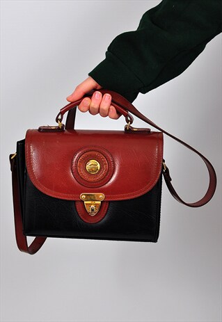 VINTAGE 80S MODA ITALIA BLACK AND BROWN BAG