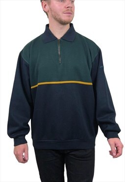 Vintage Sweatshirt Jumper Quarter Zip Patterned Striped 