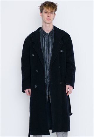 VINTAGE BLACK RETRO LONG COAT
