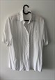 VINTAGE WHITE LOOSE SHORT SLEEVED LADIES SHIRT 