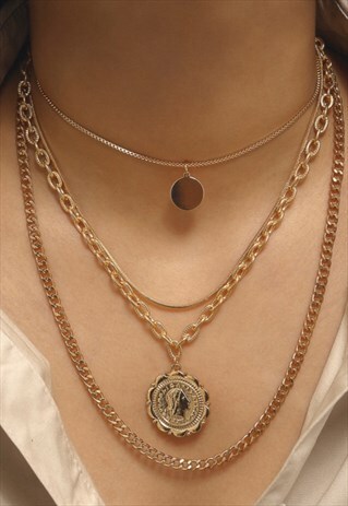 CUBAN MULTILAYER GRUNGE NECKLACE