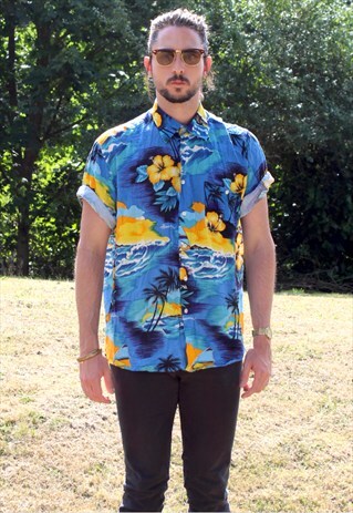 VINTAGE 80S HAWAIIAN USA SHIRT - LARGE - FESTIVAL