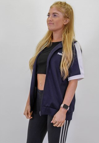 VINTAGE PUMA SHORT SLEEVE JACKET IN BLUE MEDIUM