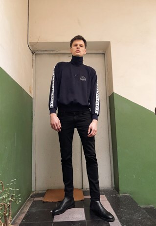 RARE VINTAGE KAPPA HALF ZIP SWEATSHIRT JUMPER LOGO TAPED