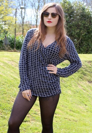 VINTAGE 90S USA TOMMY HILFIGER TOP - LARGE - RETRO CLASSIC