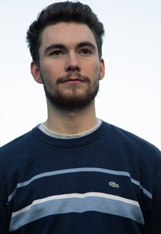 VINTAGE LACOSTE STRIPED SWEATSHIRT IN NAVY AND BLUE