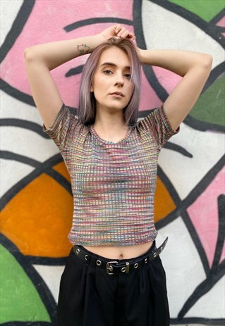 VINTAGE 90S COLOURFUL CHECKED TOP