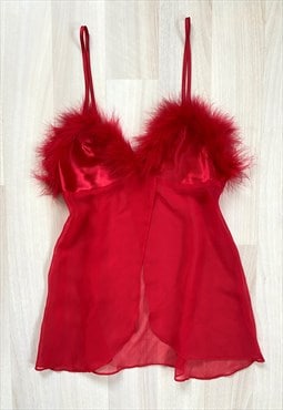 Y2K Red Babydoll Slip Dress