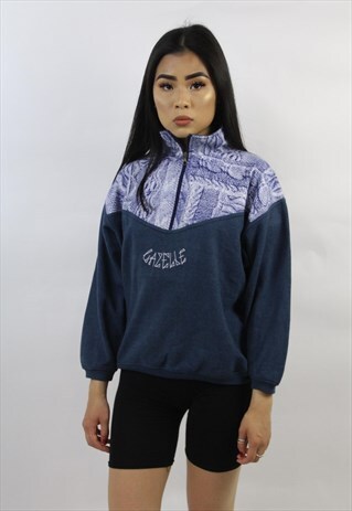 VINTAGE 90'S CUTE PATTERNED FLEECE JUMPER