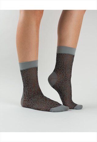EMBROIDERED STRETCH TULLE SOCKS